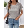 image:imageSidefeel Womens Crochet Tops for Women Cap Sleeve Knitted Summer Sweater Pullover Cute Beach Vacation ClothesGrey