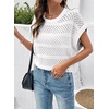 image:imageSidefeel Womens Crochet Tops for Women Cap Sleeve Knitted Summer Sweater Pullover Cute Beach Vacation ClothesWhite