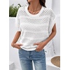 image:imageSidefeel Womens Crochet Tops for Women Cap Sleeve Knitted Summer Sweater Pullover Cute Beach Vacation ClothesWhite