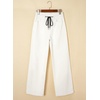 image:imageSidefeel Womens Drawstring Jeans Wide Leg High Waisted Baggy Stretchy Elastic Waist Sweatpant JeansWhite