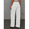 image:imageSidefeel Womens Drawstring Jeans Wide Leg High Waisted Baggy Stretchy Elastic Waist Sweatpant JeansWhite
