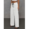 image:imageSidefeel Womens Drawstring Jeans Wide Leg High Waisted Baggy Stretchy Elastic Waist Sweatpant JeansWhite