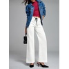 image:imageSidefeel Womens Drawstring Jeans Wide Leg High Waisted Baggy Stretchy Elastic Waist Sweatpant JeansWhite