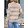 image:imageSidefeel Womens Floral Sweaters Long Sleeve Crewneck Striped 3D Flower Knit Loose Pullover Sweater Going Out TopsApricot Stripe