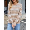 image:imageSidefeel Womens Floral Sweaters Long Sleeve Crewneck Striped 3D Flower Knit Loose Pullover Sweater Going Out TopsApricot Stripe