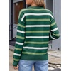 image:imageSidefeel Womens Floral Sweaters Long Sleeve Crewneck Striped 3D Flower Knit Loose Pullover Sweater Going Out TopsGreen Stripe
