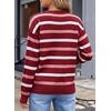 image:imageSidefeel Womens Floral Sweaters Long Sleeve Crewneck Striped 3D Flower Knit Loose Pullover Sweater Going Out TopsRed Stripe