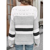 image:imageSidefeel Womens Oversized Sweaters Striped Crochet Boat Neck Hollow Out Lightweight Long Sleeve Knit Trendy Pullover TopsWhite