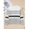 image:imageSidefeel Womens Oversized Sweaters Striped Crochet Boat Neck Hollow Out Lightweight Long Sleeve Knit Trendy Pullover TopsWhite