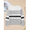 image:imageSidefeel Womens Oversized Sweaters Striped Crochet Boat Neck Hollow Out Lightweight Long Sleeve Knit Trendy Pullover TopsWhite