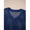 image:imageSidefeel Womens Summer Crochet Tank Tops V Neck Hollow Out Knit Sleeveless Beach Cover Ups TopDirty Blue