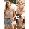 image:imageSidefeel Womens Summer Crochet Tank Tops V Neck Hollow Out Knit Sleeveless Beach Cover Ups TopSmoke Gray