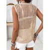 image:imageSidefeel Womens Summer Crochet Tank Tops V Neck Hollow Out Knit Sleeveless Beach Cover Ups TopSmoke Gray