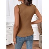 image:imageSidefeel Womens Tank Tops Casual Summer Sleeveless Crew Neck Ribbed Knit Trendy Ruffle Hem Slim Fitted Sweaters TopBrown