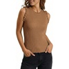 image:imageSidefeel Womens Tank Tops Casual Summer Sleeveless Crew Neck Ribbed Knit Trendy Ruffle Hem Slim Fitted Sweaters TopBrown