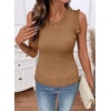 image:imageSidefeel Womens Tank Tops Casual Summer Sleeveless Crew Neck Ribbed Knit Trendy Ruffle Hem Slim Fitted Sweaters TopBrown