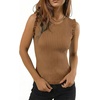image:imageSidefeel Womens Tank Tops Casual Summer Sleeveless Crew Neck Ribbed Knit Trendy Ruffle Hem Slim Fitted Sweaters TopBrown