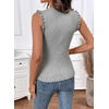 image:imageSidefeel Womens Tank Tops Casual Summer Sleeveless Crew Neck Ribbed Knit Trendy Ruffle Hem Slim Fitted Sweaters TopGrey