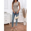image:imageSidefeel Womens Tank Tops Casual Summer Sleeveless Crew Neck Ribbed Knit Trendy Ruffle Hem Slim Fitted Sweaters TopKhaki