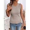 image:imageSidefeel Womens Tank Tops Casual Summer Sleeveless Crew Neck Ribbed Knit Trendy Ruffle Hem Slim Fitted Sweaters TopKhaki