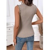 image:imageSidefeel Womens Tank Tops Casual Summer Sleeveless Crew Neck Ribbed Knit Trendy Ruffle Hem Slim Fitted Sweaters TopKhaki