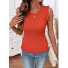 image:imageSidefeel Womens Tank Tops Casual Summer Sleeveless Crew Neck Ribbed Knit Trendy Ruffle Hem Slim Fitted Sweaters TopOrange