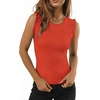 image:imageSidefeel Womens Tank Tops Casual Summer Sleeveless Crew Neck Ribbed Knit Trendy Ruffle Hem Slim Fitted Sweaters TopOrange