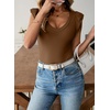 image:imageSidefeel Womens V Neck Summer Tops Ruffle Sleeveless Slim Fit T Shirts Casual Blouses 2026Coffee