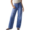 image:imageSidefeel Womens Wide Leg Jeans High Waisted Stretchy Patchwork Baggy Loose Denim Pants with PocketsBlue