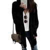 image:imageSidefeel Cardigan for Women Long Sleeve Open Front Checkered Chunky Knit Oversized Cardigans Sweaters Winter Coats Black XLarge