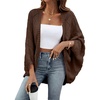 image:imageSidefeel Womens Crochet Oversized Cardigan Sweaters Spring Hollow Out Long Batwing Sleeve Summer Shrugs Lightweight SweaterCoffee