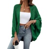 image:imageSidefeel Womens Crochet Oversized Cardigan Sweaters Spring Hollow Out Long Batwing Sleeve Summer Shrugs Lightweight SweaterDark Green