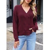 image:imageSidefeel Cardigan Sweaters for Women Long Sleeve Wrap V Neck Double Breasted Cable Knit Oversized Chunky Sweater CoatBurgundy