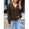 image:imageSidefeel Cardigan Sweaters for Women Long Sleeve Wrap V Neck Double Breasted Cable Knit Oversized Chunky Sweater CoatCoffee