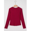 image:imageSidefeel Long Sleeve Shirts for Women Crewneck Ribbed Knit Raw Hem Raglan Tops Casual Slim Fitted Basic TeesBurgundy