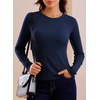 image:imageSidefeel Long Sleeve Shirts for Women Crewneck Ribbed Knit Raw Hem Raglan Tops Casual Slim Fitted Basic TeesNavy Blue