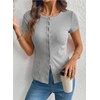 image:imageSidefeel Summer Tops for Women 2026 Cap Sleeve Ribbed Button Down Crewneck Slim Fitted Cute Going Out Tops Gray Small