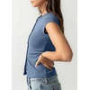 image:imageSidefeel Summer Tops for Women 2026 Cap Sleeve Ribbed Button Down Crewneck Slim Fitted Cute Going Out TopsAshleigh Blue