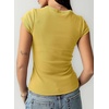 image:imageSidefeel Summer Tops for Women 2026 Cap Sleeve Ribbed Button Down Crewneck Slim Fitted Cute Going Out TopsYellow Cream