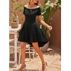 image:imageSidefeel Women Off The Shoulder Short Sleeve High Low Hem Club Cocktail Skater DressBlack