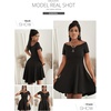 image:imageSidefeel Women Off The Shoulder Short Sleeve High Low Hem Club Cocktail Skater DressBlack