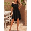 image:imageSidefeel Women Off The Shoulder Short Sleeve High Low Hem Club Cocktail Skater DressBlack