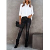 image:imageSidefeel Women Silk Long Sleeve Button Down Blouse Lady Shirt Casual Business Smooth Blouse Tops Small White