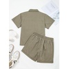 image:imageSidefeel Womens 2 Piece Sets Denim Summer Outfits Comfy Short Sleeve Button Down Shirt High Waisted Shorts Lounge SetsGreen