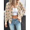 image:imageSidefeel Womens Button Down Cardigan Sweater Long Sleeve Cute Floral Printed Cropped Sweater CoatsApricot