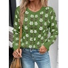 image:imageSidefeel Womens Button Down Cardigan Sweater Long Sleeve Cute Floral Printed Cropped Sweater CoatsGreen