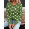 image:imageSidefeel Womens Button Down Cardigan Sweater Long Sleeve Cute Floral Printed Cropped Sweater CoatsGreen