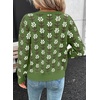 image:imageSidefeel Womens Button Down Cardigan Sweater Long Sleeve Cute Floral Printed Cropped Sweater CoatsGreen