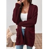 image:imageSidefeel Womens Cardigan Sweaters 2026 Long Sleeve Open Front Chevron Striped Fall Outfits Chunky Knit Sweaters CoatBurgundy