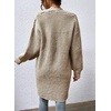 image:imageSidefeel Womens Cardigan Sweaters 2026 Long Sleeve Open Front Chevron Striped Fall Outfits Chunky Knit Sweaters CoatKhaki